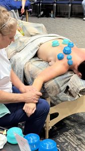 Cupping massage competitors in Michigan massage championship 2023